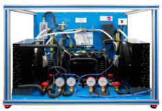 Heat Pump + Air Conditioning + Refrigeration with 2 Condensers and 2 Evaporators (Water/Air)