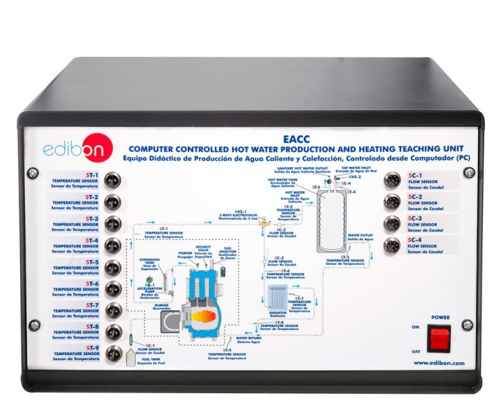 COMPUTER CONTROLLED HOT WATER PRODUCTION AND HEATING TEACHING UNIT - EACC