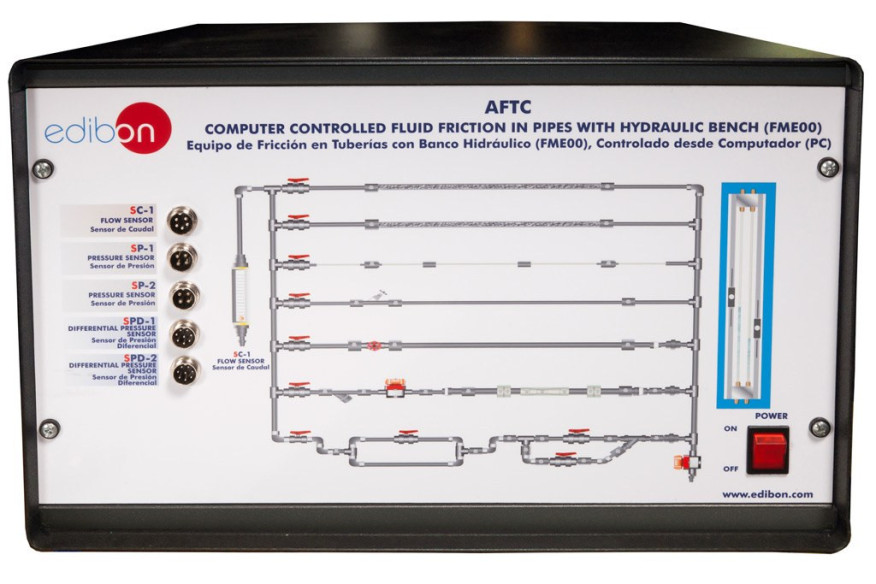 COMPUTER CONTROLLED FLUID FRICTION IN PIPES, WITH HYDRAULICS BENCH (FME00) - AFTC