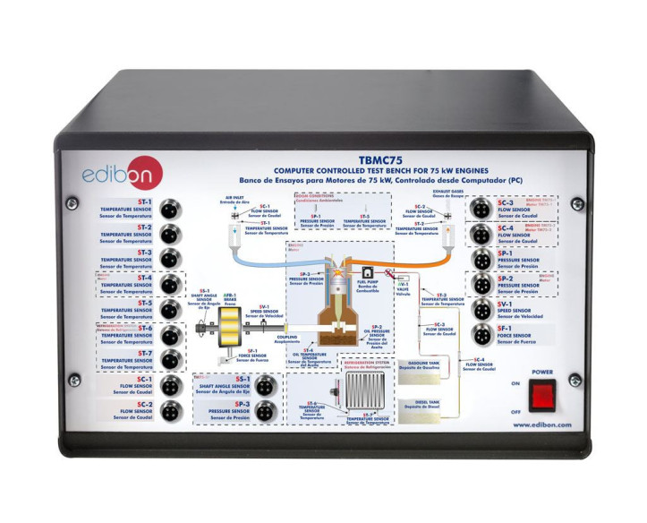 COMPUTER CONTROLLED TEST BENCH FOR FOUR-CYLINDERS ENGINES, 75 KW - TBMC75