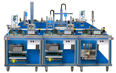 FLEXIBLE MANUFACTURING SYSTEM FOR TRANSPORT, ASSEMBLY, SELECTION, SCREWING, AND STORAGE - AE-PLC-FMS2