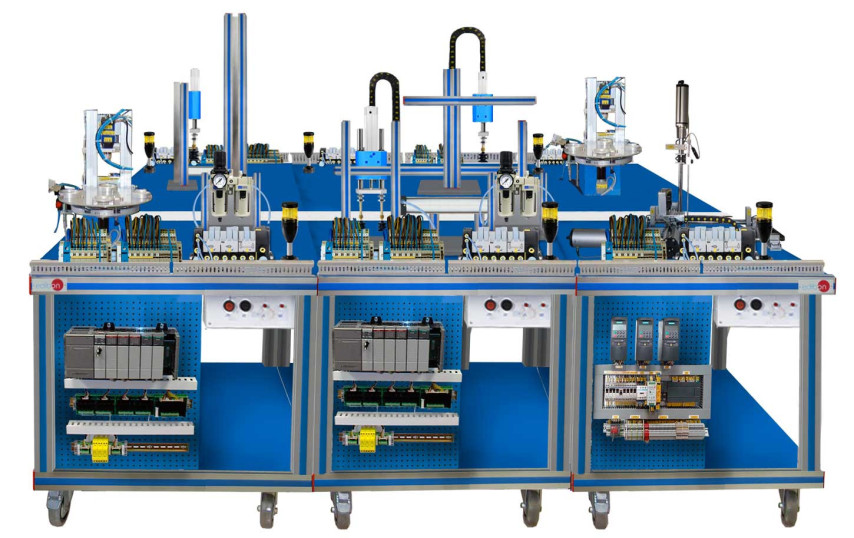 FLEXIBLE MANUFACTURING SYSTEM FOR TRANSPORT, ASSEMBLY, SELECTION, SCREWING, AND STORAGE - AE-PLC-FMS2