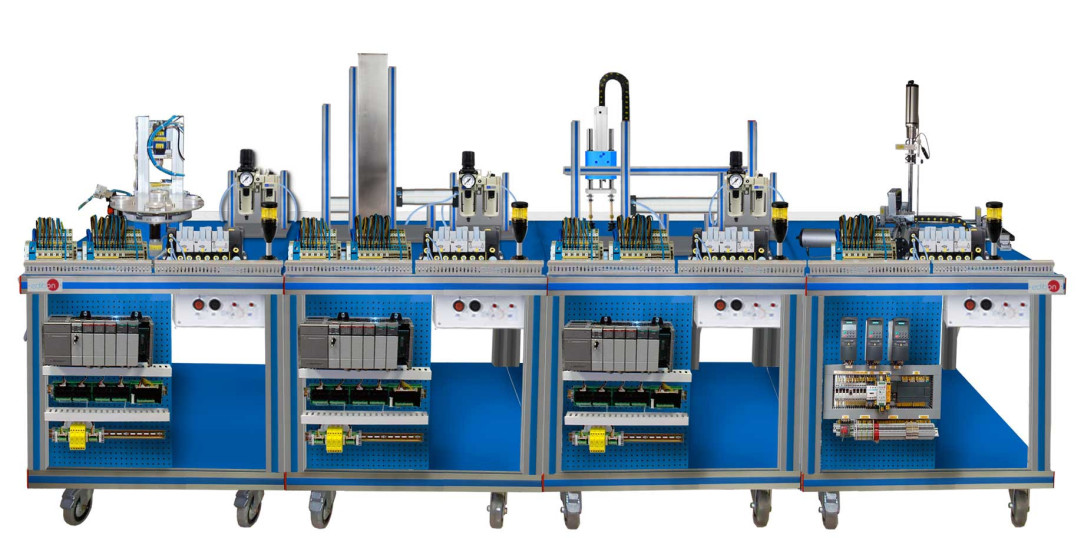 FLEXIBLE MANUFACTURING SYSTEM FOR TRANSPORT, ASSEMBLY, SELECTION (MATERIAL AND COLOR), AND STORAGE - AE-PLC-FMS3