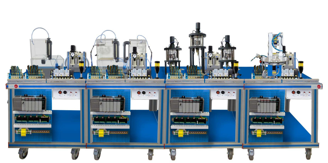 FLEXIBLE MANUFACTURING SYSTEM FOR FILTERING, MIXING, INDUSTRIAL PROCESS CONTROL, AND BOTTLING - AE-PLC-FMS4