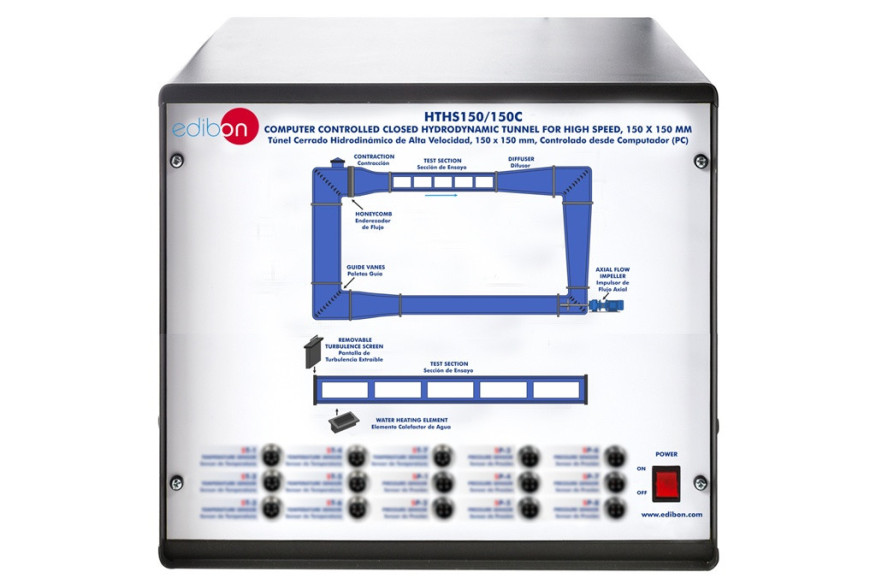 COMPUTER CONTROLLED CLOSED HYDRODYNAMIC TUNNEL FOR HIGHT SPEED, 150X150 MM - HTHS150/150C