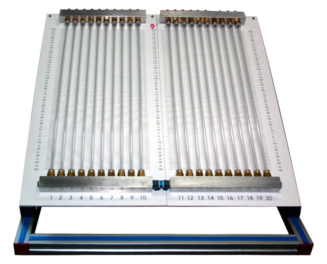 INCLINED MULTIMANOMETER WITH 20 MANOMETRIC TUBES OF 250 MM LENGTH - HMM-I1000